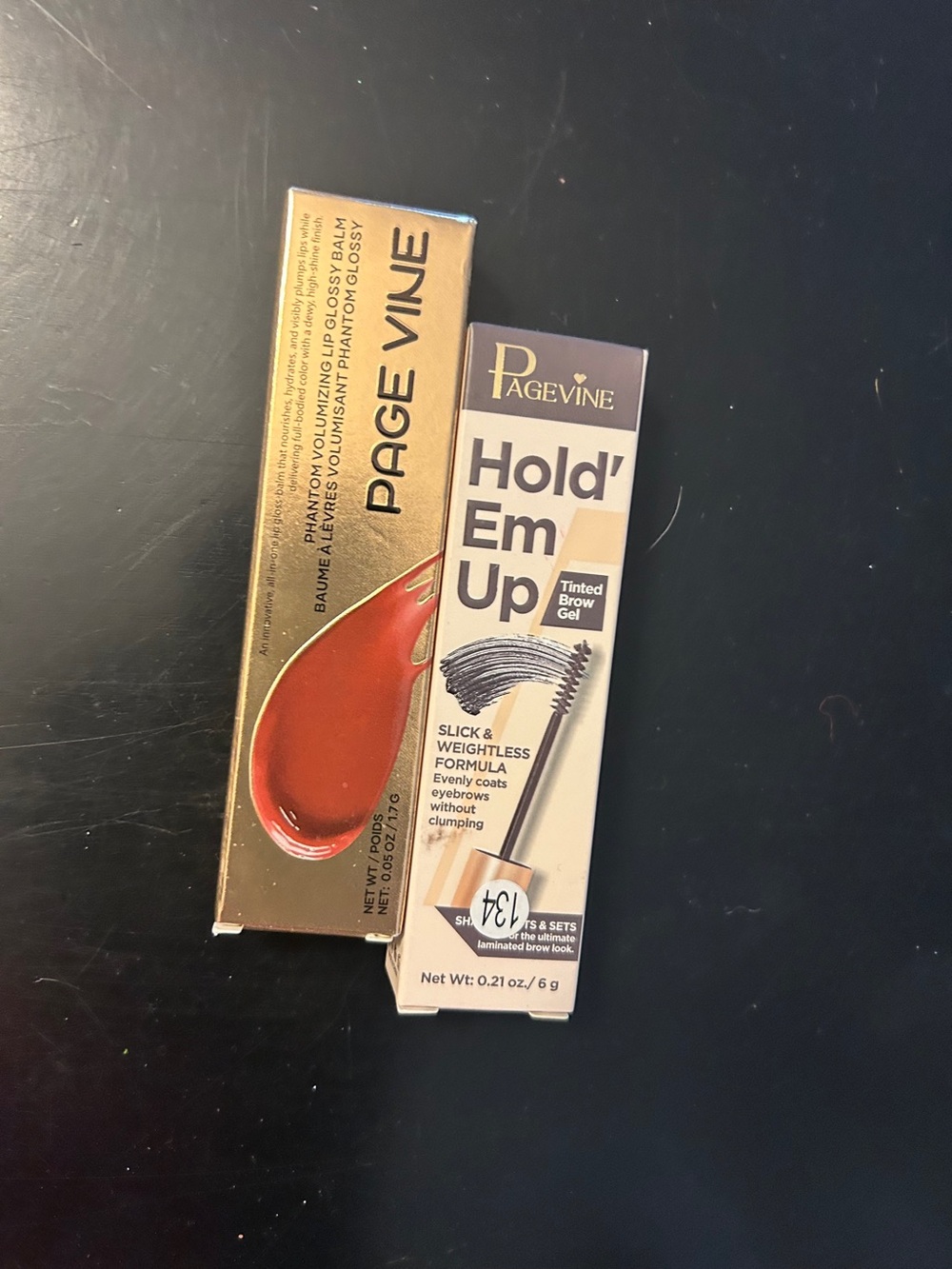 PageVine Hold' Em Up Tinted Brow Gel - Neutral Brown and Lip stick